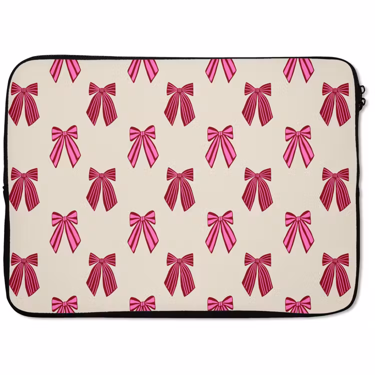 Laptophoes Strikken - Kerst - Roze - Crème — 1