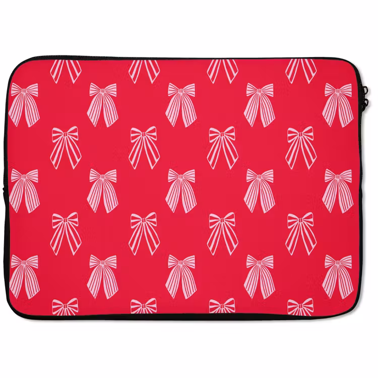 Laptophoes Strikken - Kerstmis - Rood - Roze — 1