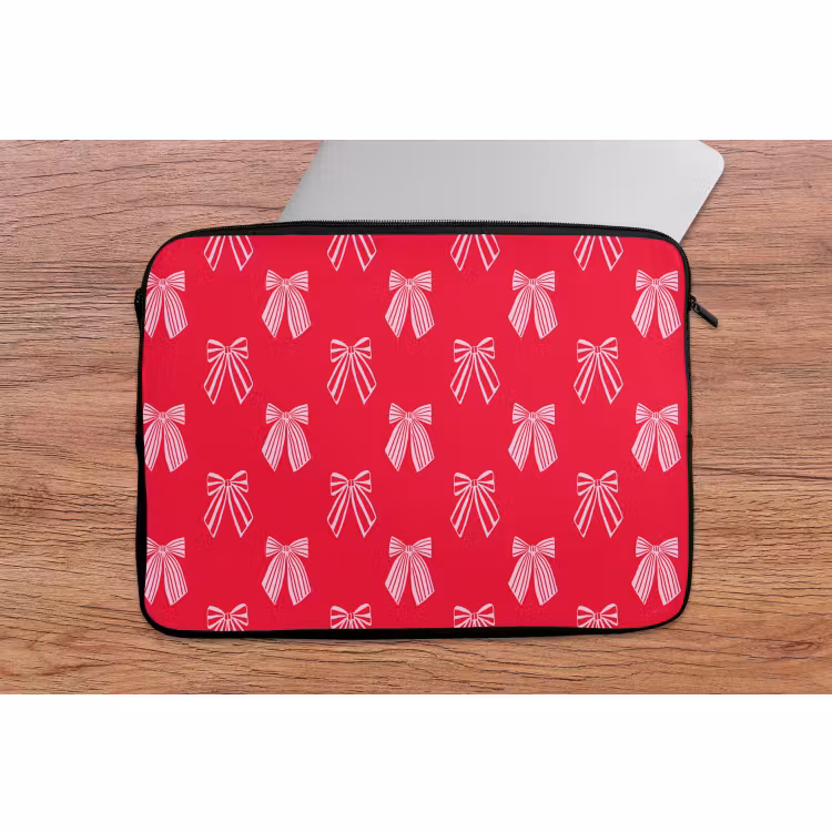 Laptophoes Strikken - Kerstmis - Rood - Roze — 2