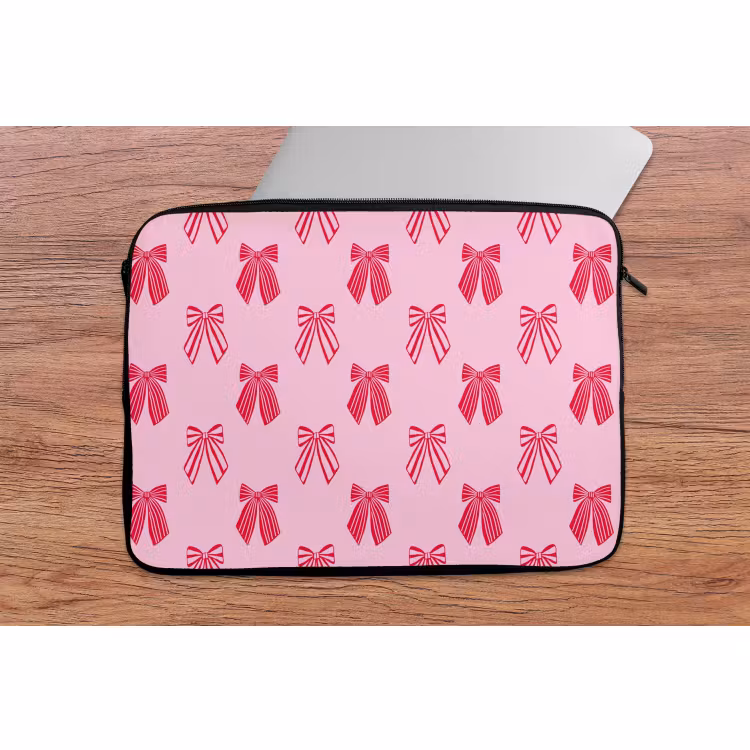 Laptophoes Strikken - Kerstmis - Roze - Rood — 2