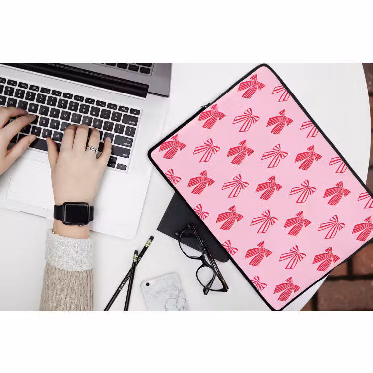 Laptophoes Strikken - Kerstmis - Roze - Rood — 3