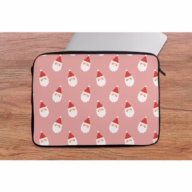 Laptophoes Kerst - Kerstman - Roze — 2