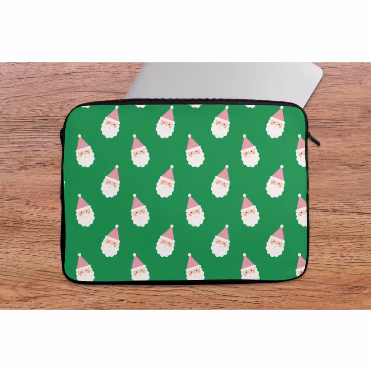 Laptophoes Kerstman - Kerst - Roze - Groen — 2