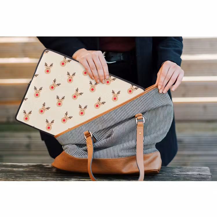 Laptophoes Rendieren - Kerst - Crème — 4