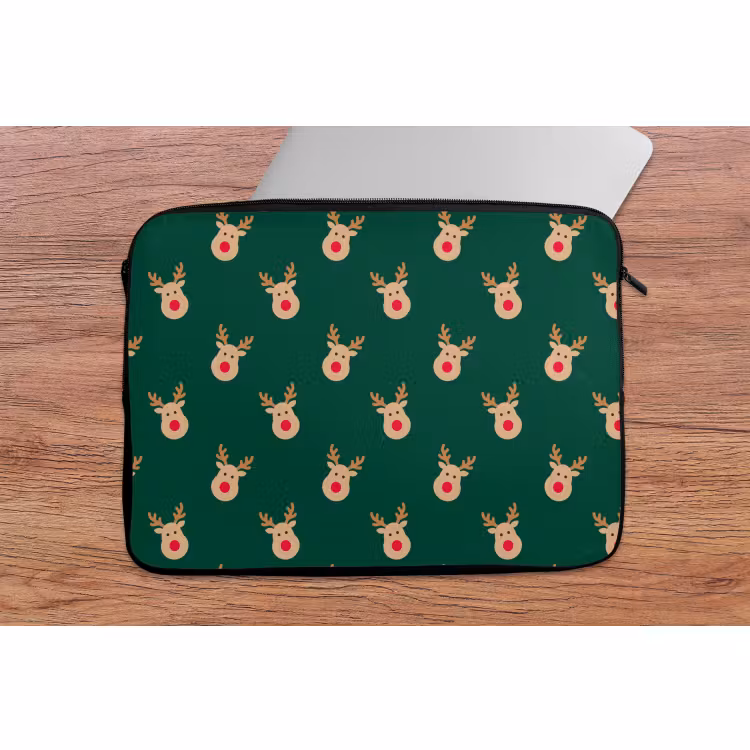 Laptophoes Rendieren - Kerst - Groen — 2
