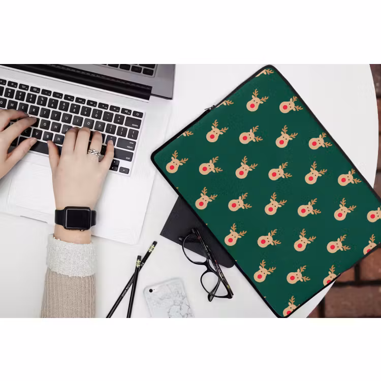 Laptophoes Rendieren - Kerst - Groen — 3