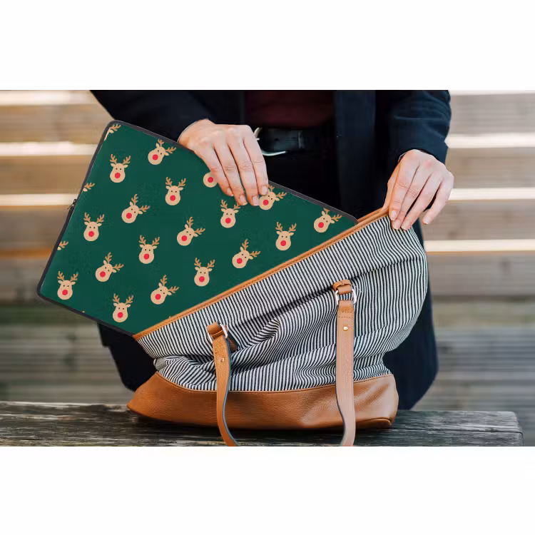 Laptophoes Rendieren - Kerst - Groen — 4