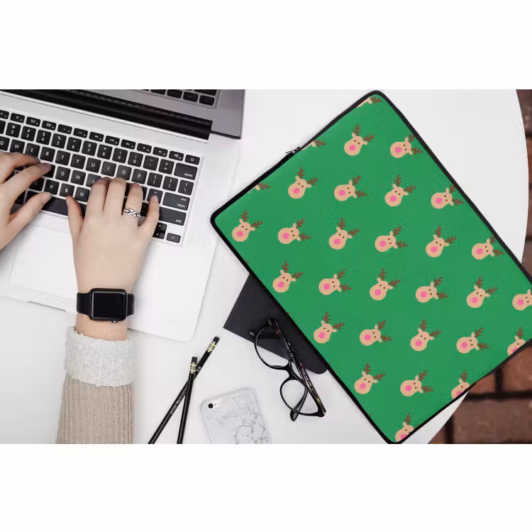 Laptophoes Rendieren - Kerst - Neon - Groen — 3