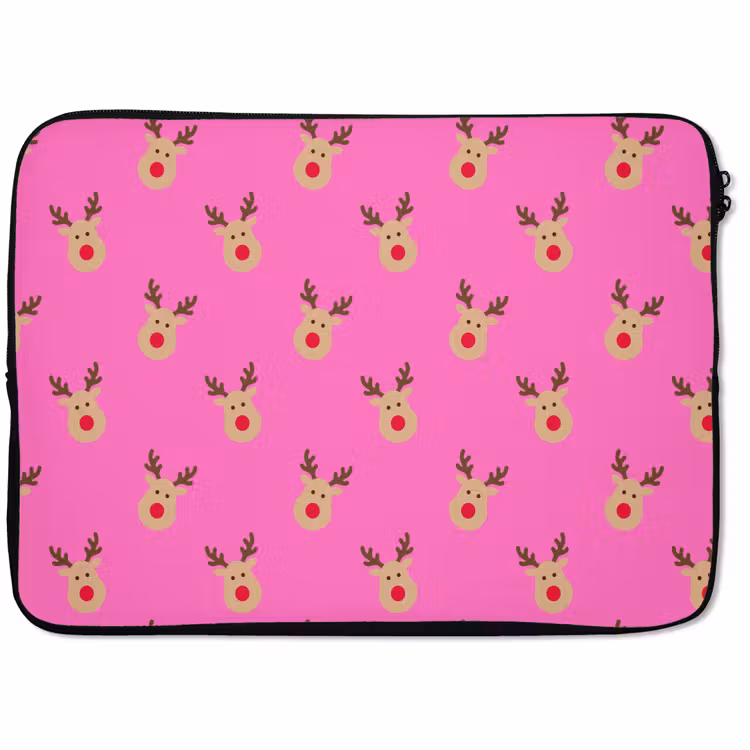 Laptophoes Rendieren - Kerst - Neon - Roze — 1