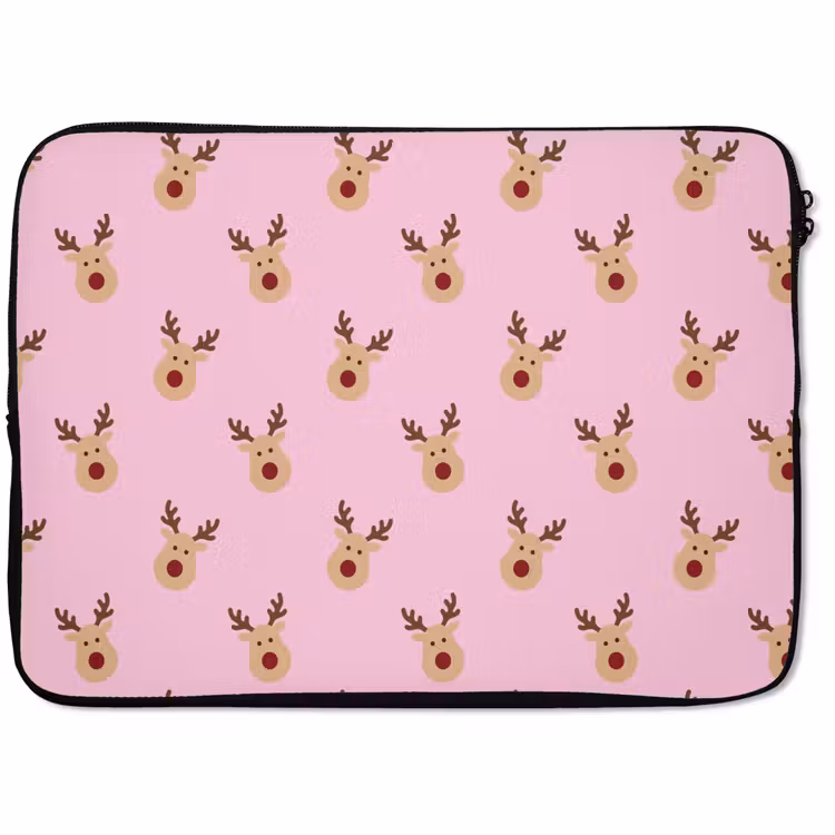 Laptophoes Rendieren - Kerst - Roze — 1