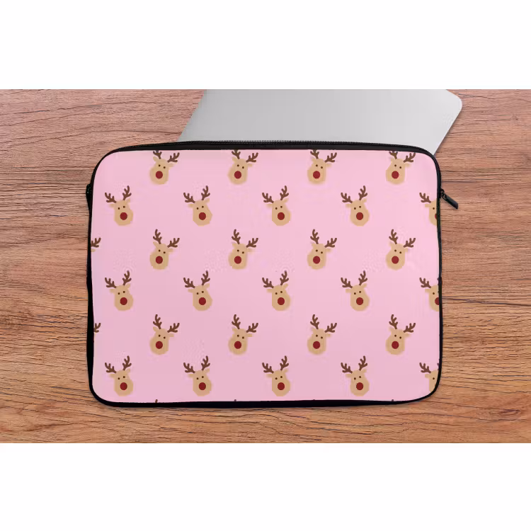 Laptophoes Rendieren - Kerst - Roze — 2