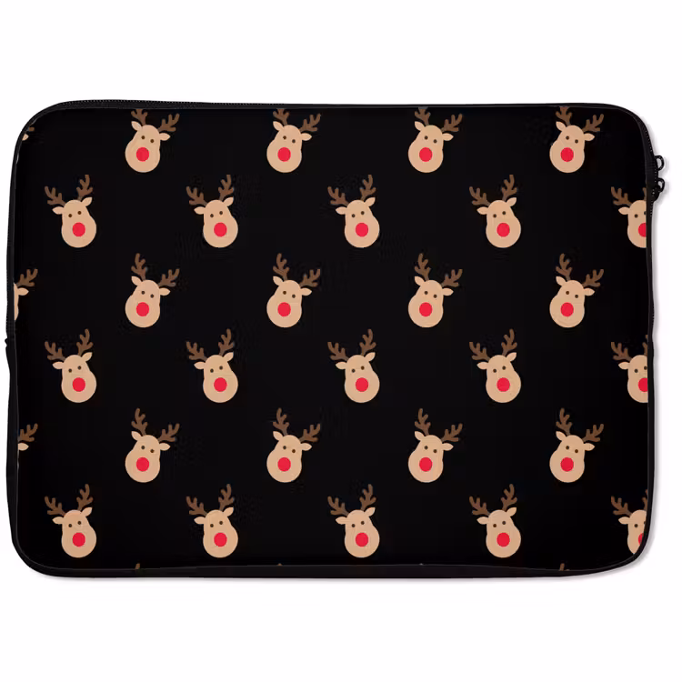 Laptophoes Rendieren - Kerst - Zwart — 1