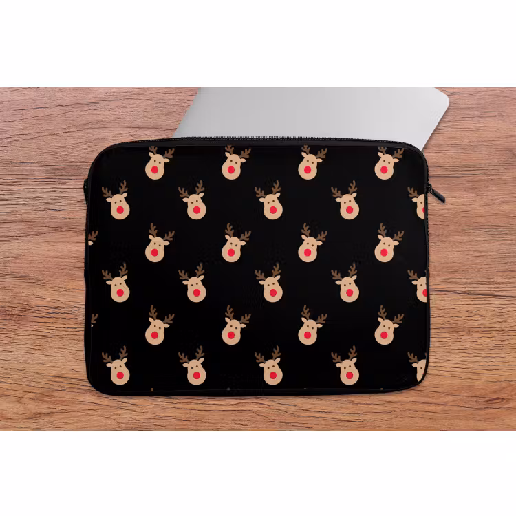 Laptophoes Rendieren - Kerst - Zwart — 2