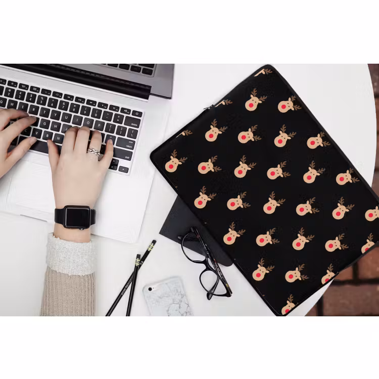 Laptophoes Rendieren - Kerst - Zwart — 3