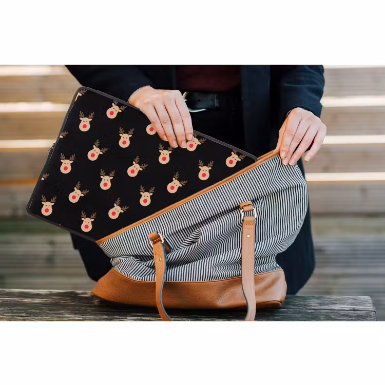 Laptophoes Rendieren - Kerst - Zwart — 4