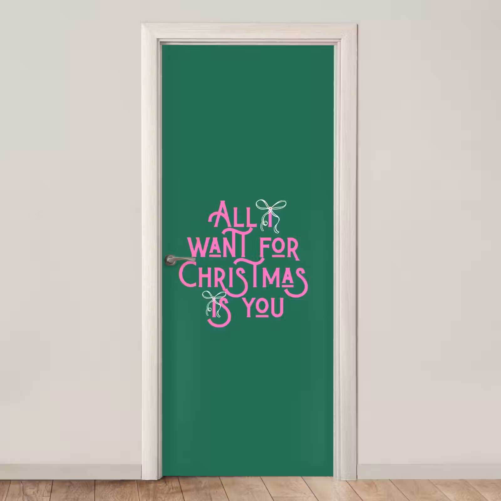 Deursticker - Kerst - Tekst - Roze - Groen — 1