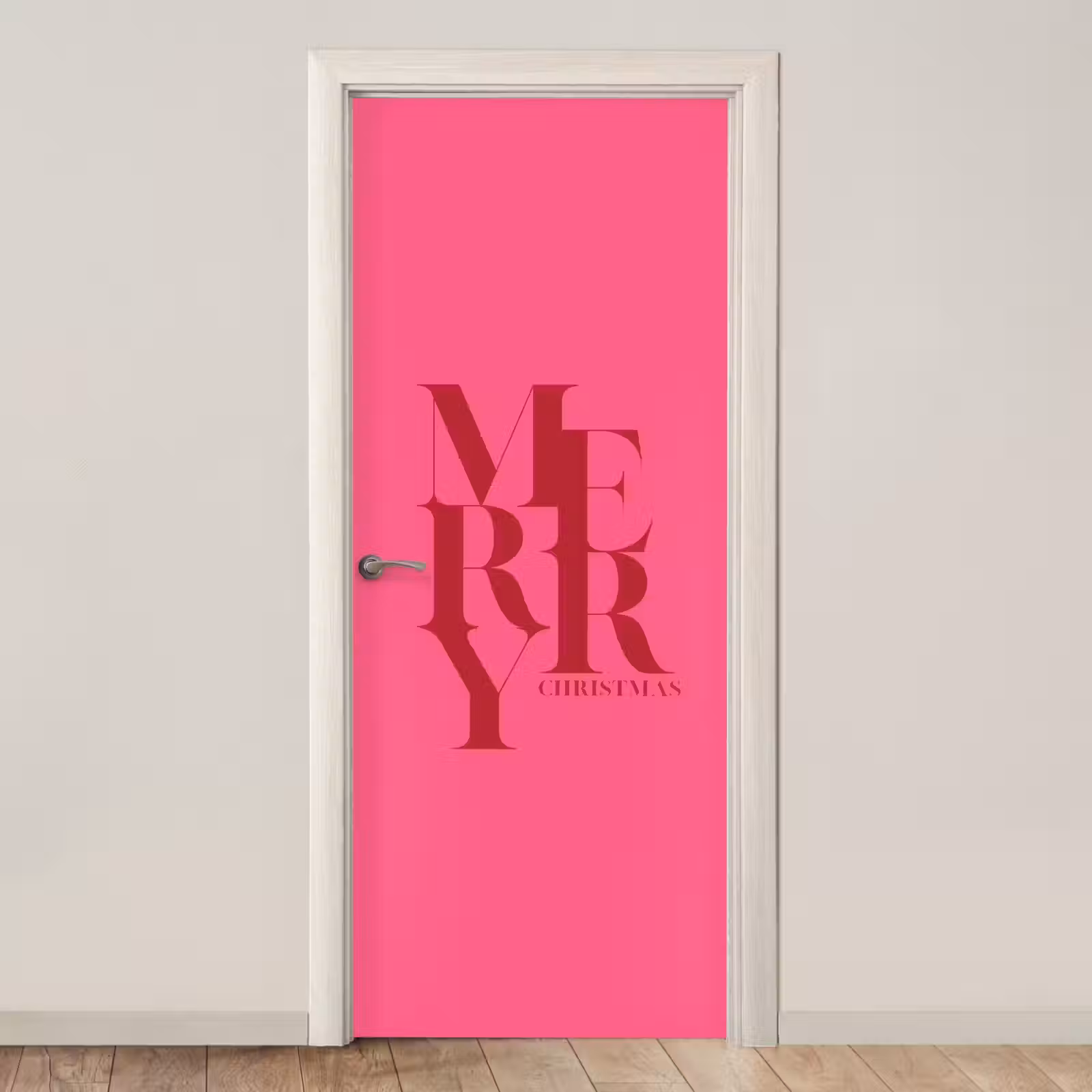 Deursticker - Merry - Tekst - Kerst - Roze — 1
