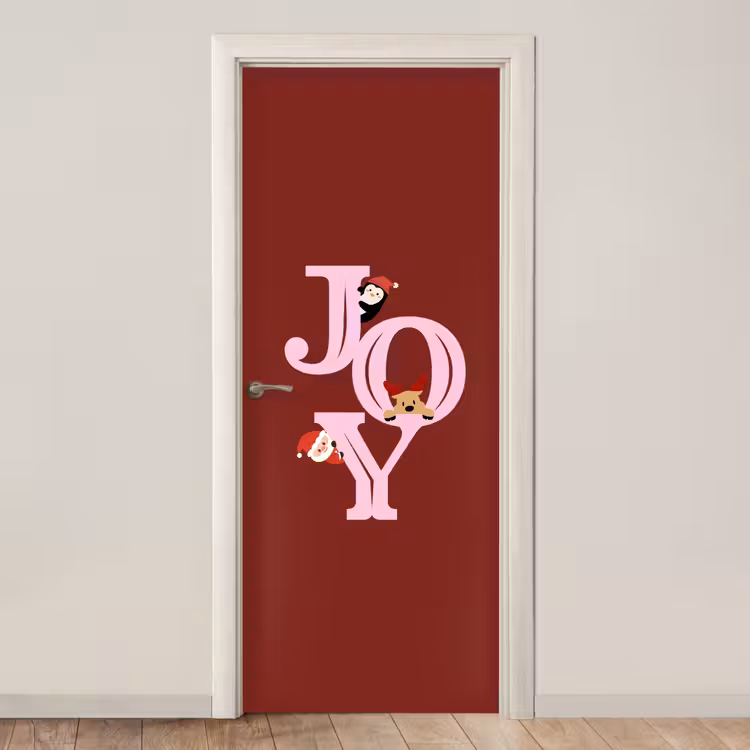 Deursticker - Joy - Kerst - Animatie - Rood - Roze — 1