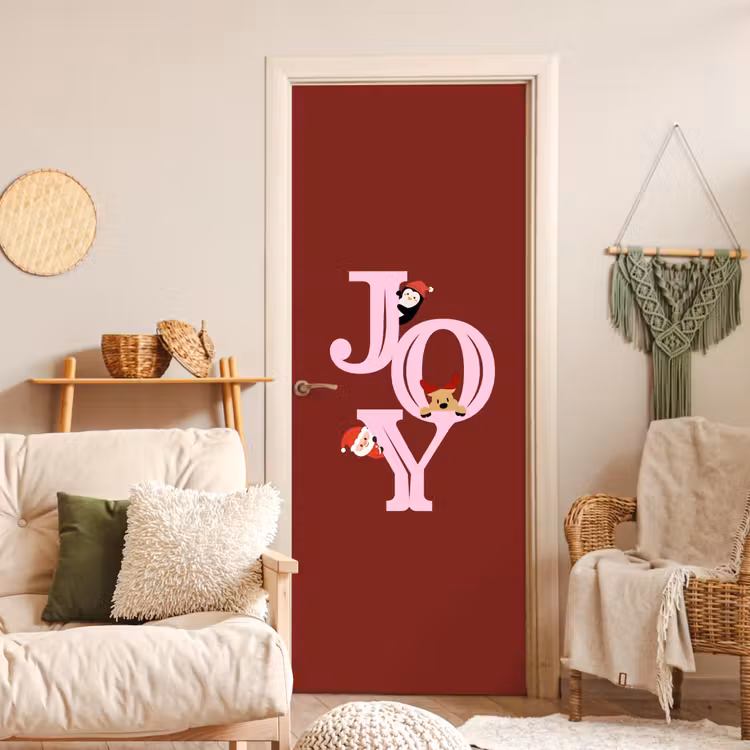 Deursticker - Joy - Kerst - Animatie - Rood - Roze — 4