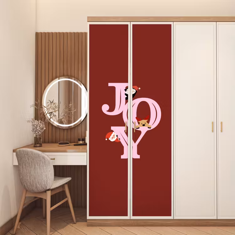 Deursticker - Joy - Kerst - Animatie - Rood - Roze — 5