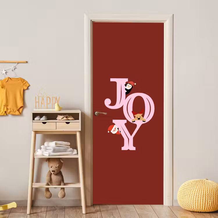 Deursticker - Joy - Kerst - Animatie - Rood - Roze — 6