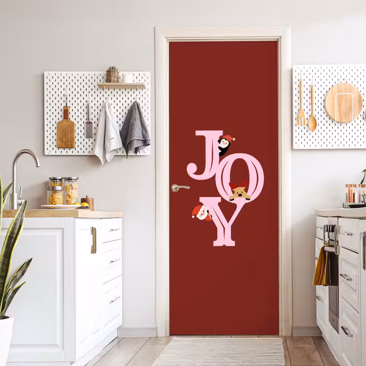 Deursticker - Joy - Kerst - Animatie - Rood - Roze — 7