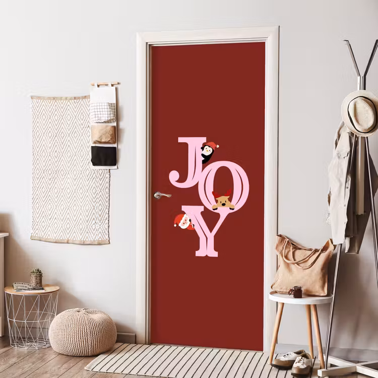 Deursticker - Joy - Kerst - Animatie - Rood - Roze — 8