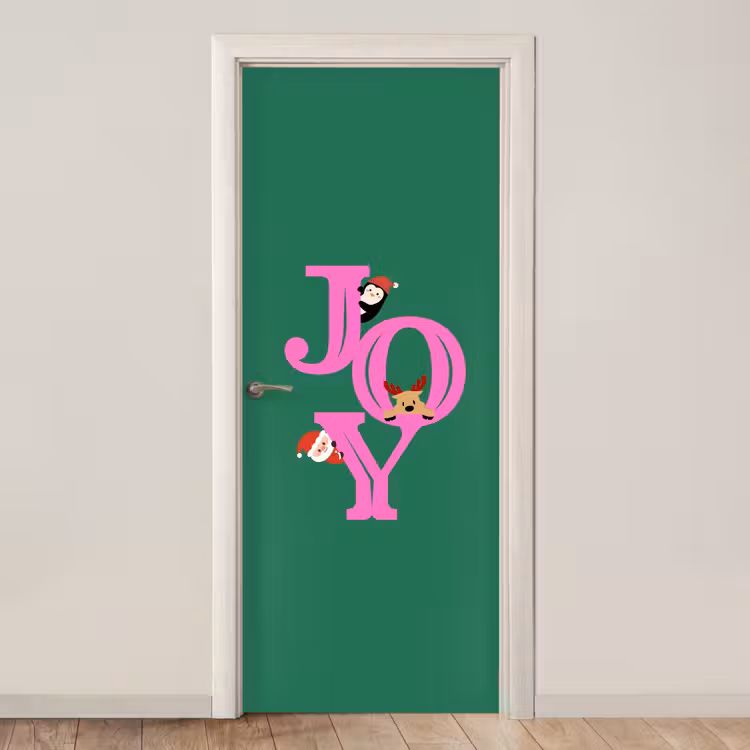 Deursticker - Joy - Kerst - Animatie - Roze - Groen — 1