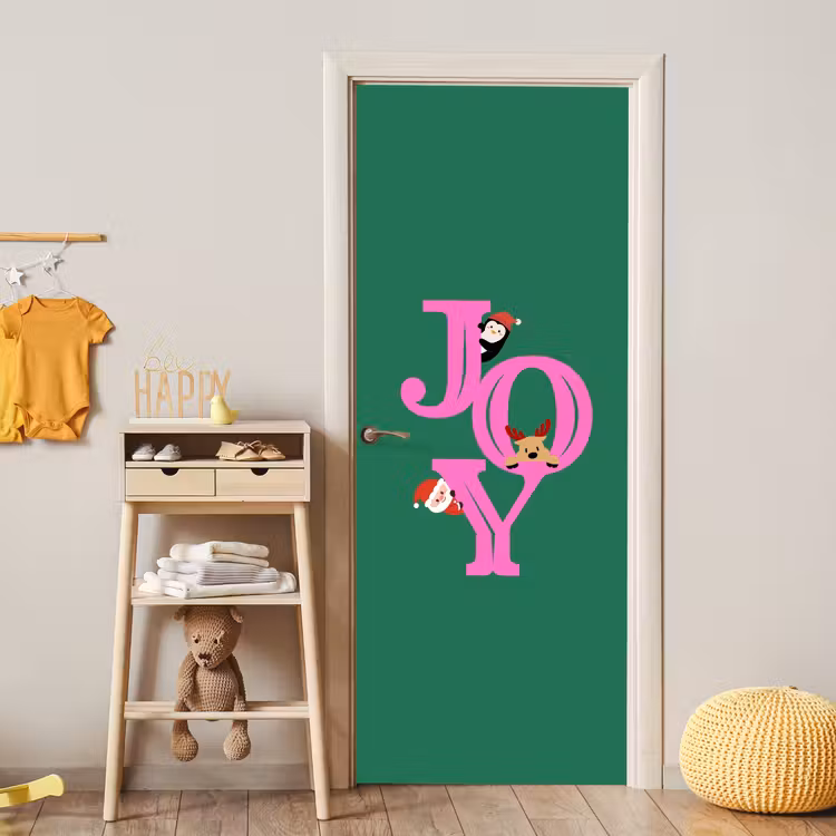 Deursticker - Joy - Kerst - Animatie - Roze - Groen — 6