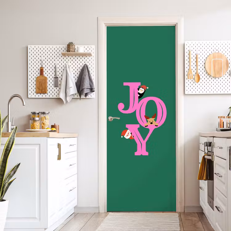 Deursticker - Joy - Kerst - Animatie - Roze - Groen — 7