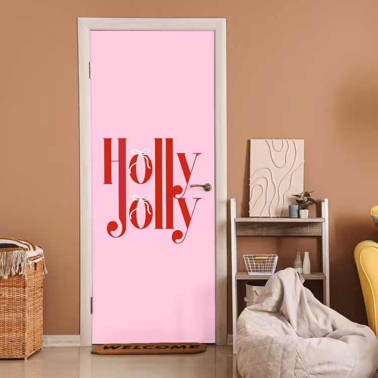 Deursticker - Kerst - Tekst - Rood - Roze — 2