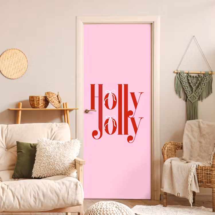 Deursticker - Kerst - Tekst - Rood - Roze — 4