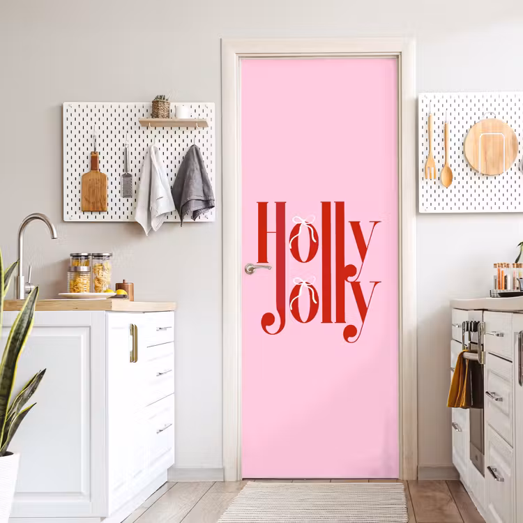 Deursticker - Kerst - Tekst - Rood - Roze — 7
