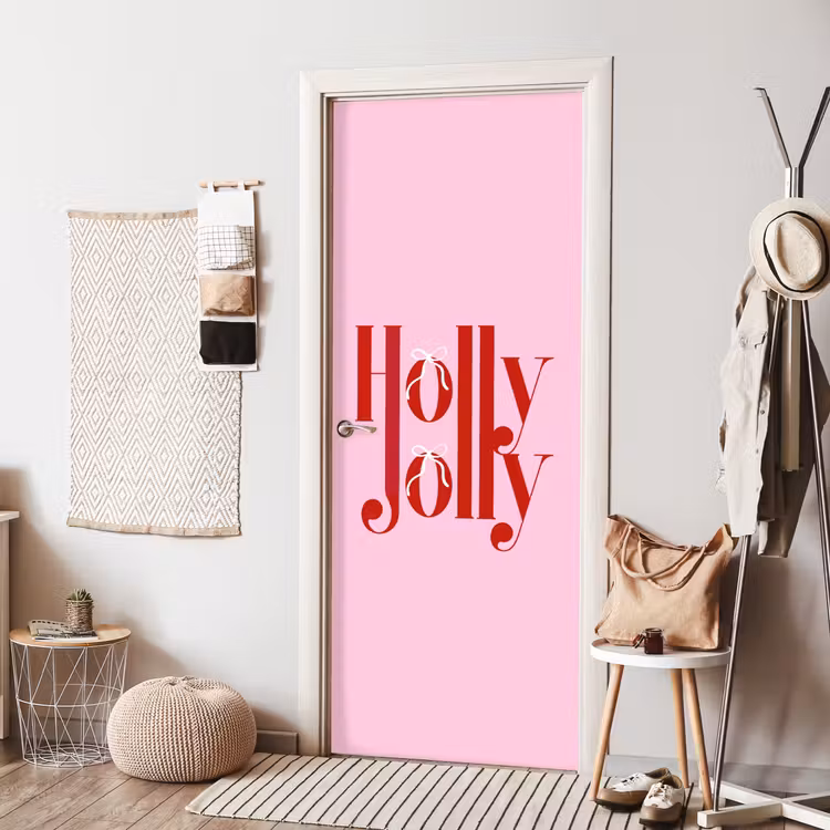 Deursticker - Kerst - Tekst - Rood - Roze — 8