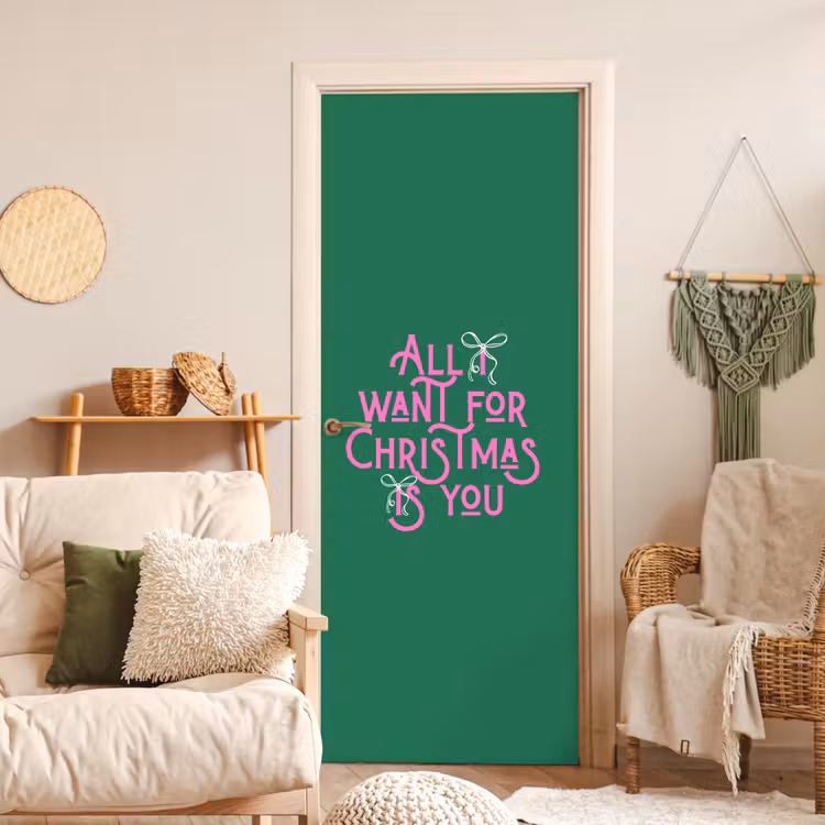 Deursticker - Kerst - Tekst - Roze - Groen — 4