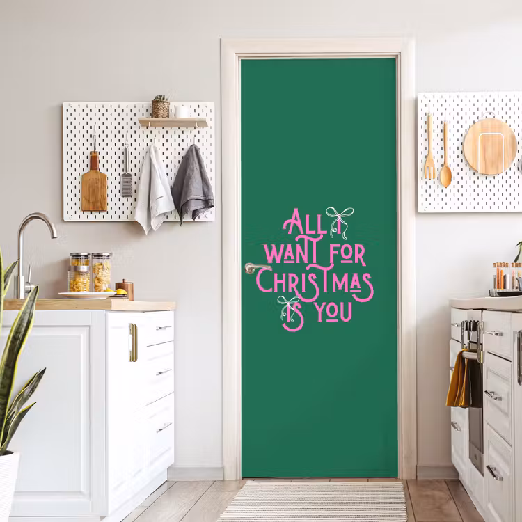 Deursticker - Kerst - Tekst - Roze - Groen — 7