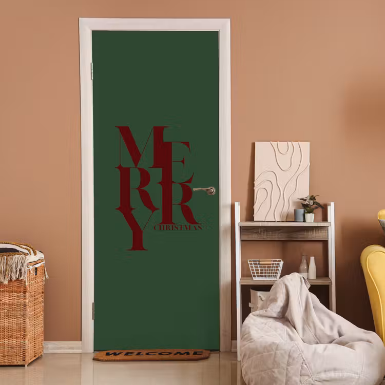 Deursticker - Merry - Tekst - Groen - Kerst — 2
