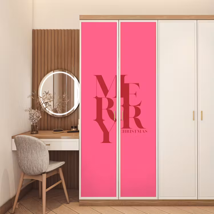 Deursticker - Merry - Tekst - Kerst - Roze — 5