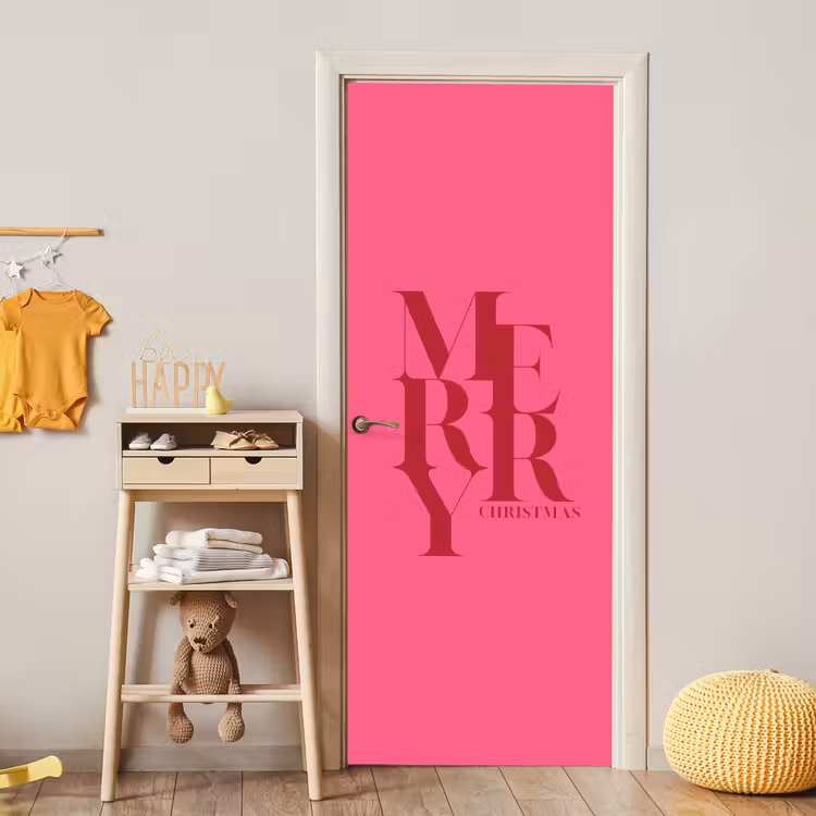 Deursticker - Merry - Tekst - Kerst - Roze — 6