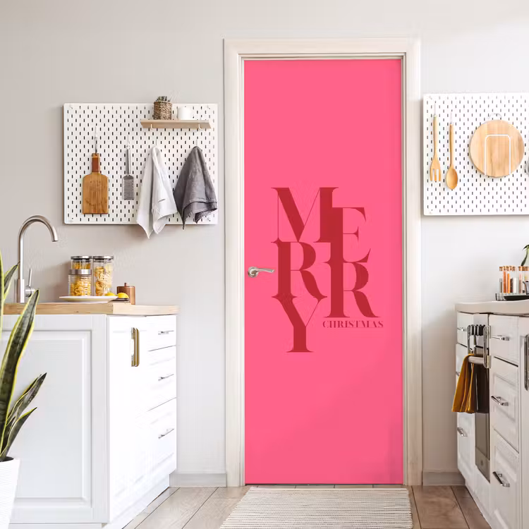 Deursticker - Merry - Tekst - Kerst - Roze — 7