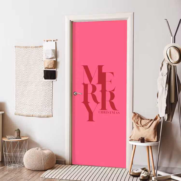 Deursticker - Merry - Tekst - Kerst - Roze — 8