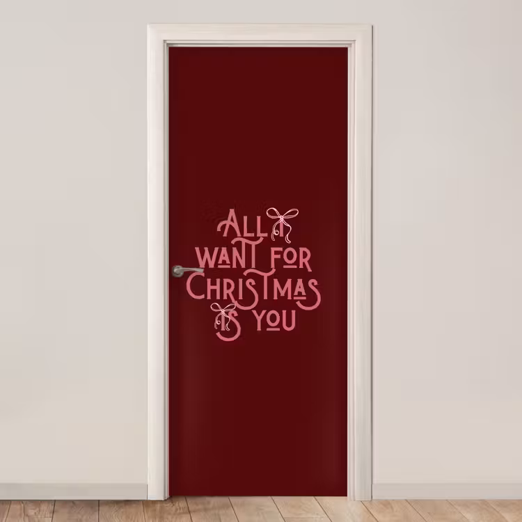 Deursticker - Tekst - Kerst - Rood - Roze — 1