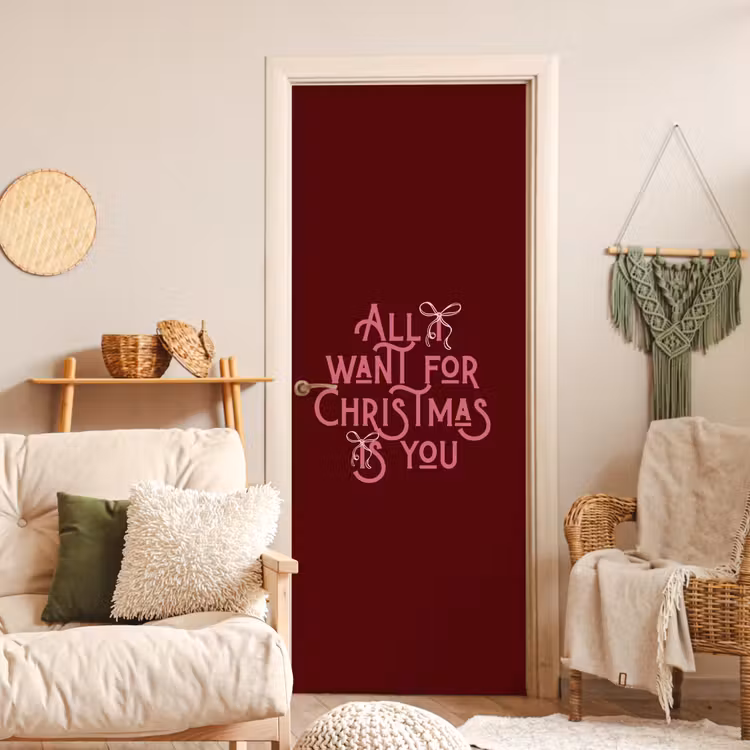 Deursticker - Tekst - Kerst - Rood - Roze — 4