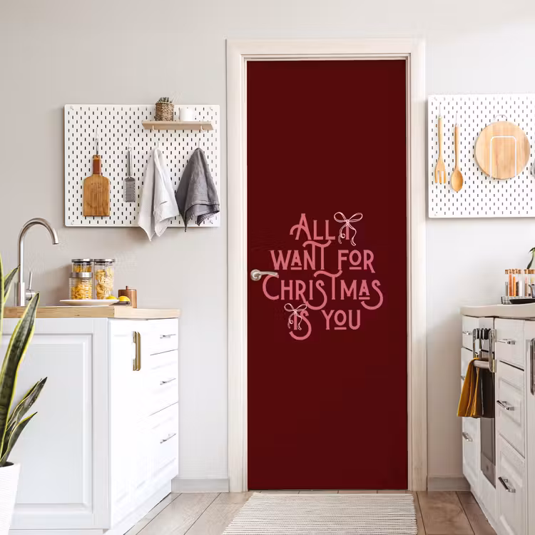 Deursticker - Tekst - Kerst - Rood - Roze — 7