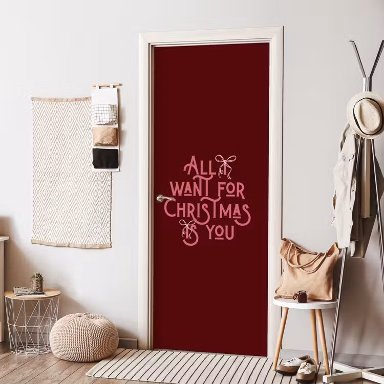 Deursticker - Tekst - Kerst - Rood - Roze — 8