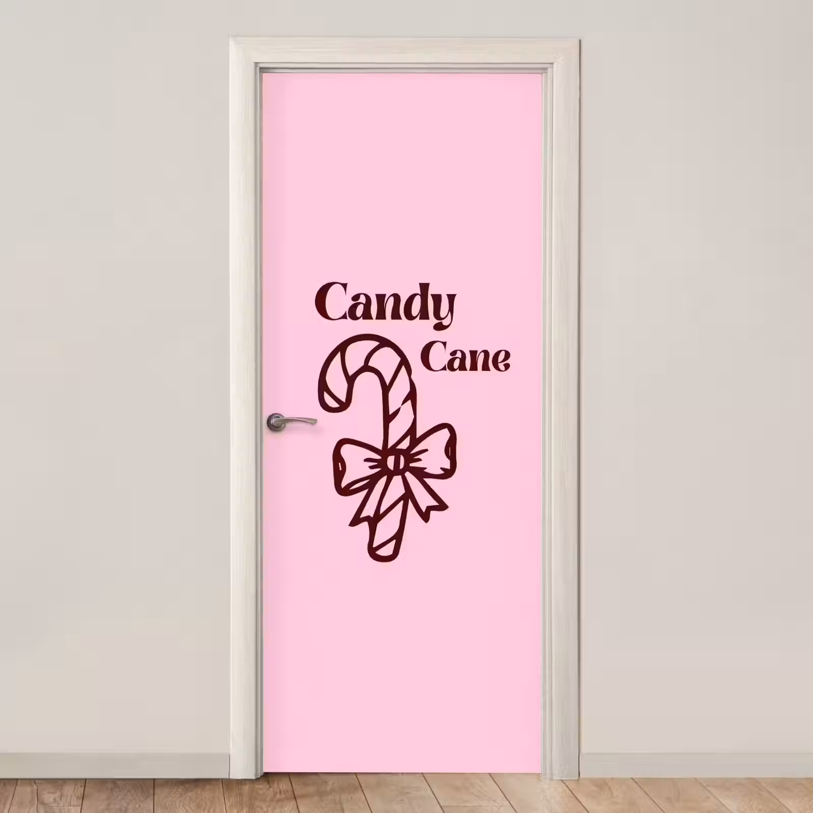 Deursticker - Kerst - Snoep - Tekst - Bruin - Roze — 1