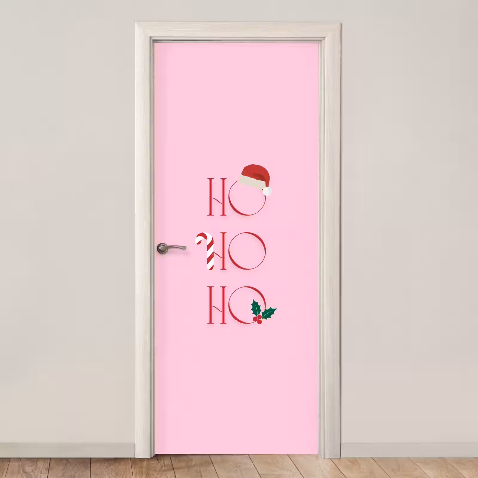 Deursticker - Kerst - Tekst - Roze - Illustratie — 1