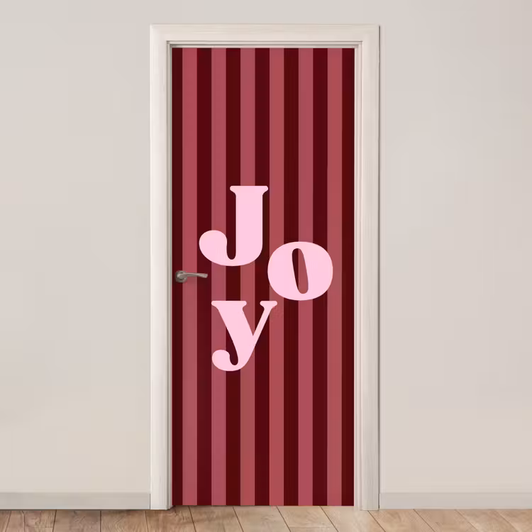 Deursticker - Joy - Kerst - Tekst - Roze — 1