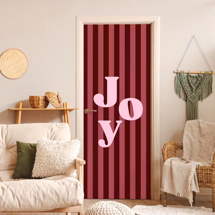 Deursticker - Joy - Kerst - Tekst - Roze — 4