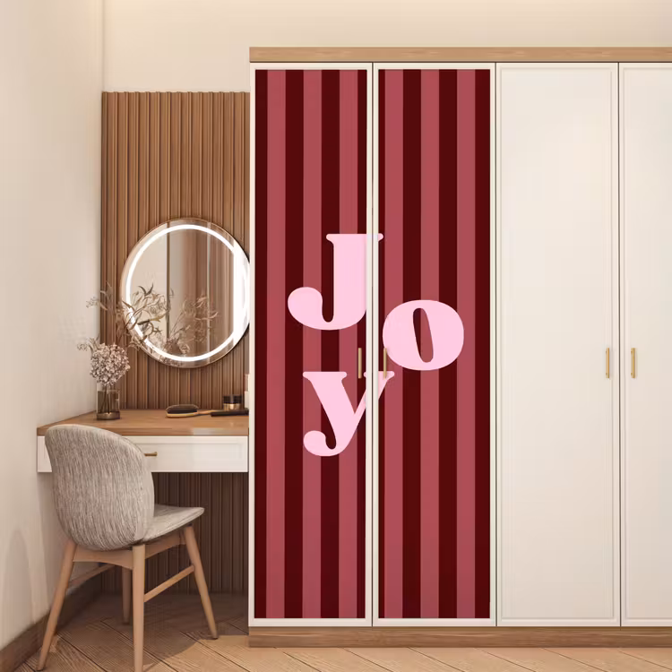 Deursticker - Joy - Kerst - Tekst - Roze — 5